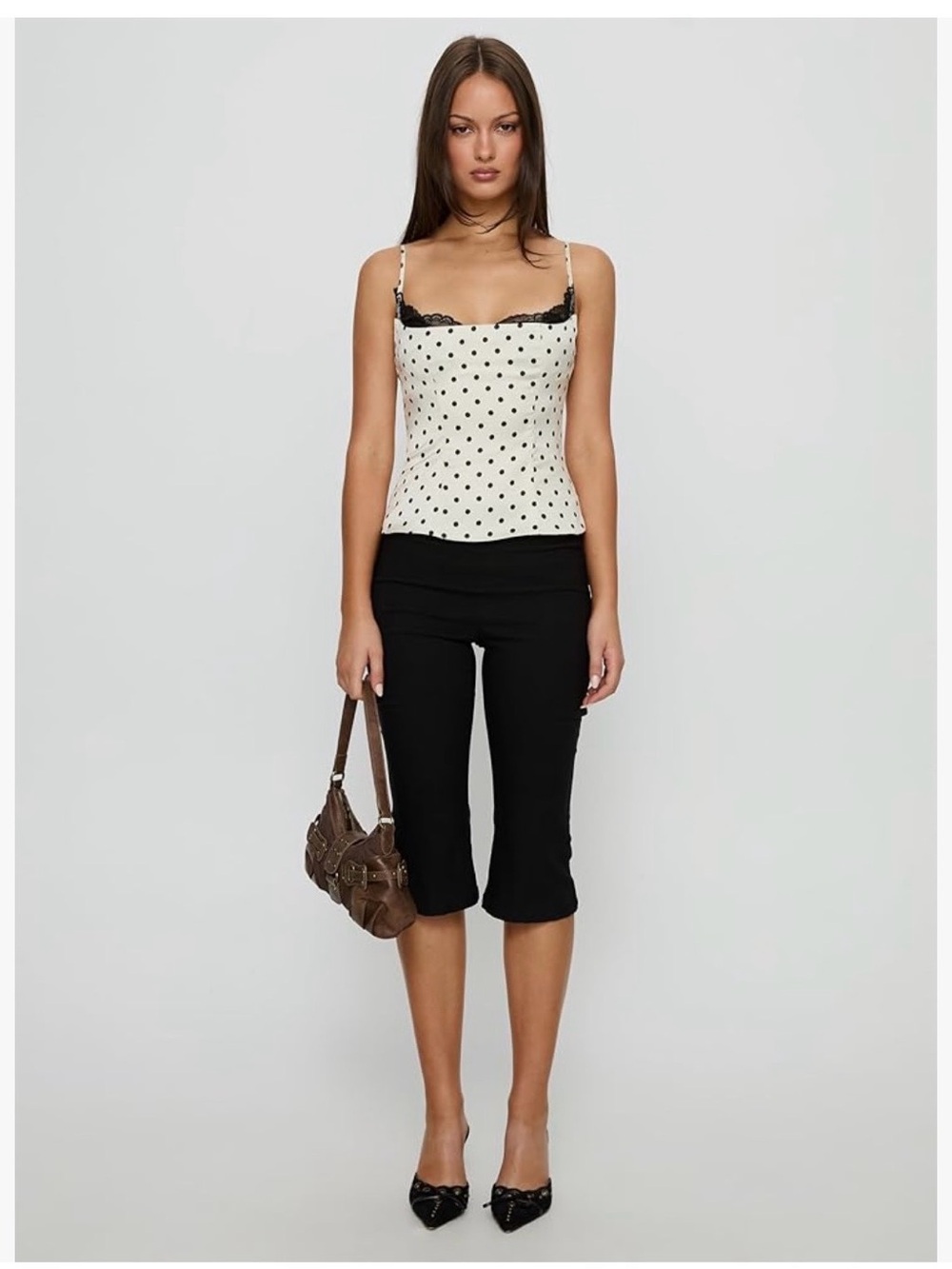 Amazon White Polka Dot Spaghetti-Strap Camisole